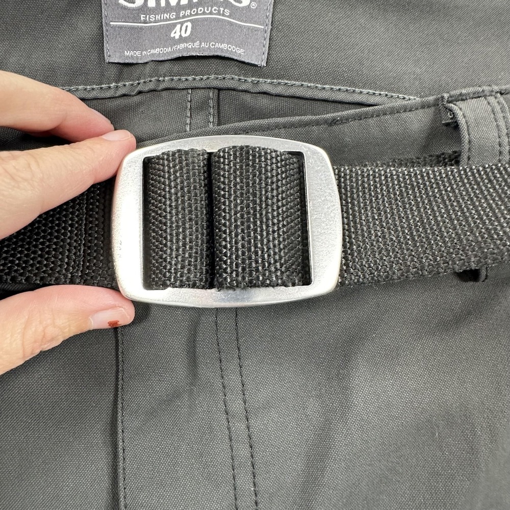 Simms Pants Mens 40 Gray Nylon Fishing Outdoor Hiking Belted Stretch Double Knee - Picture 6 of 16